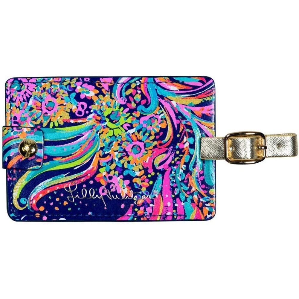 Leatherette Luggage Tag with Secure Strap Colorful Travel Identifier
